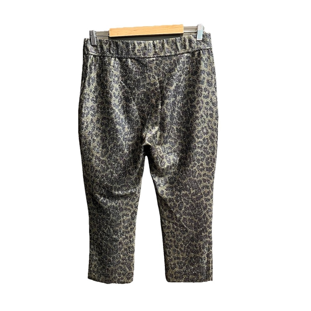 Ganni Metallic Green Animal Print Women's Pull On Pants Size‎ 42 - Picture 2 of 6